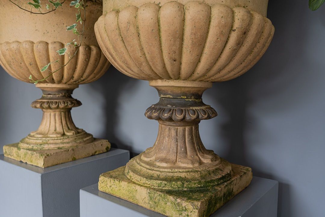 Pair Of Buff Terracotta Garden Urns photo for sale