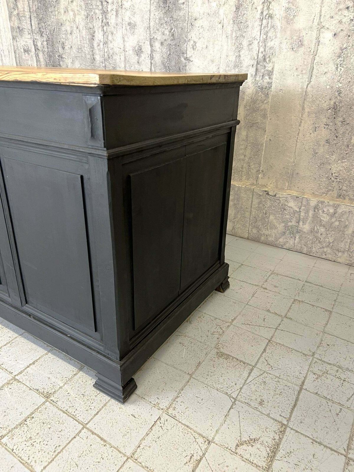 Black Solid Wood Shop Counter Sideboard Drawers Cupboard photo vinterior