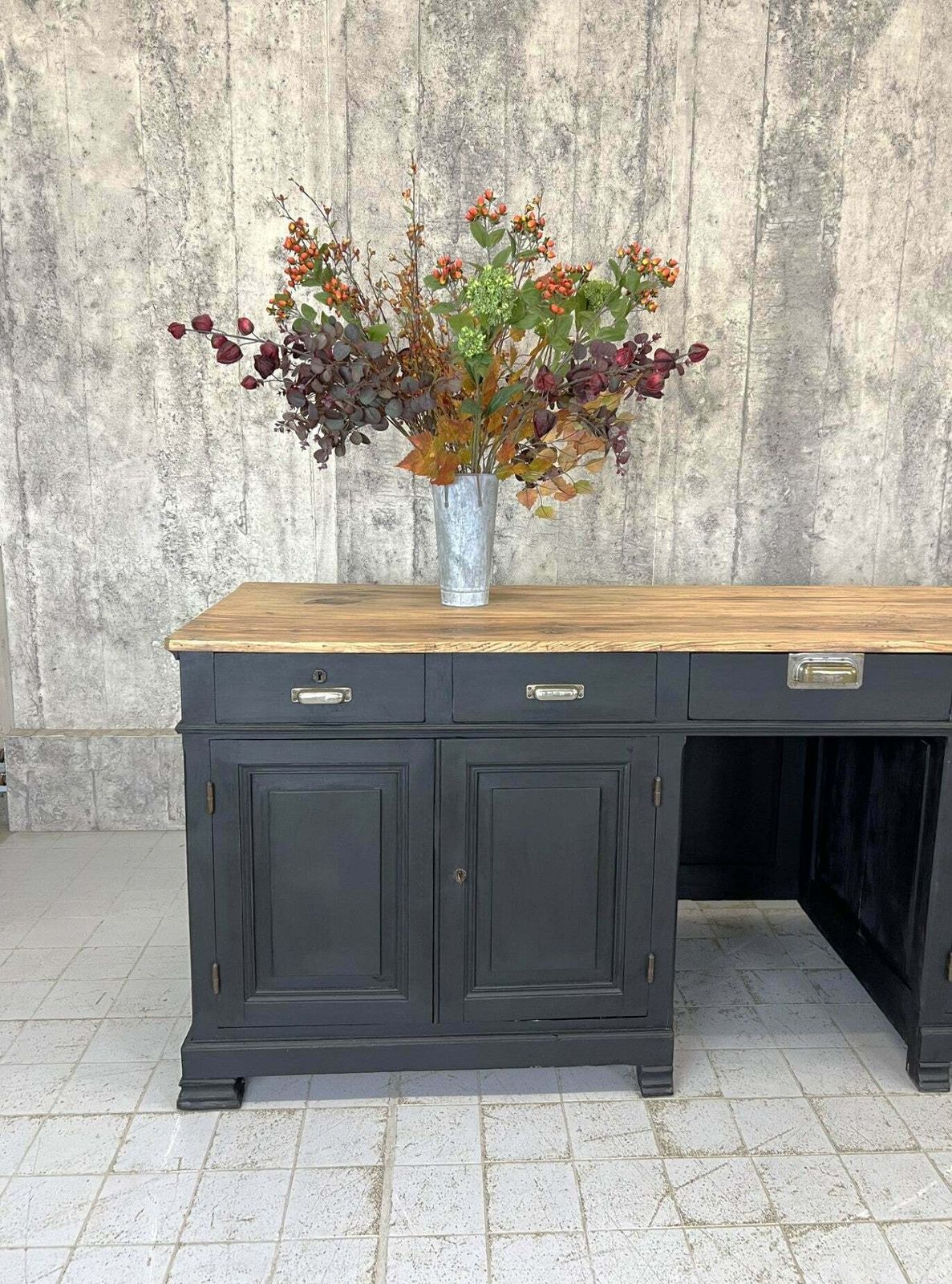 3555.0 Black Solid Wood Shop Counter Sideboard Drawers Cupboard photo
