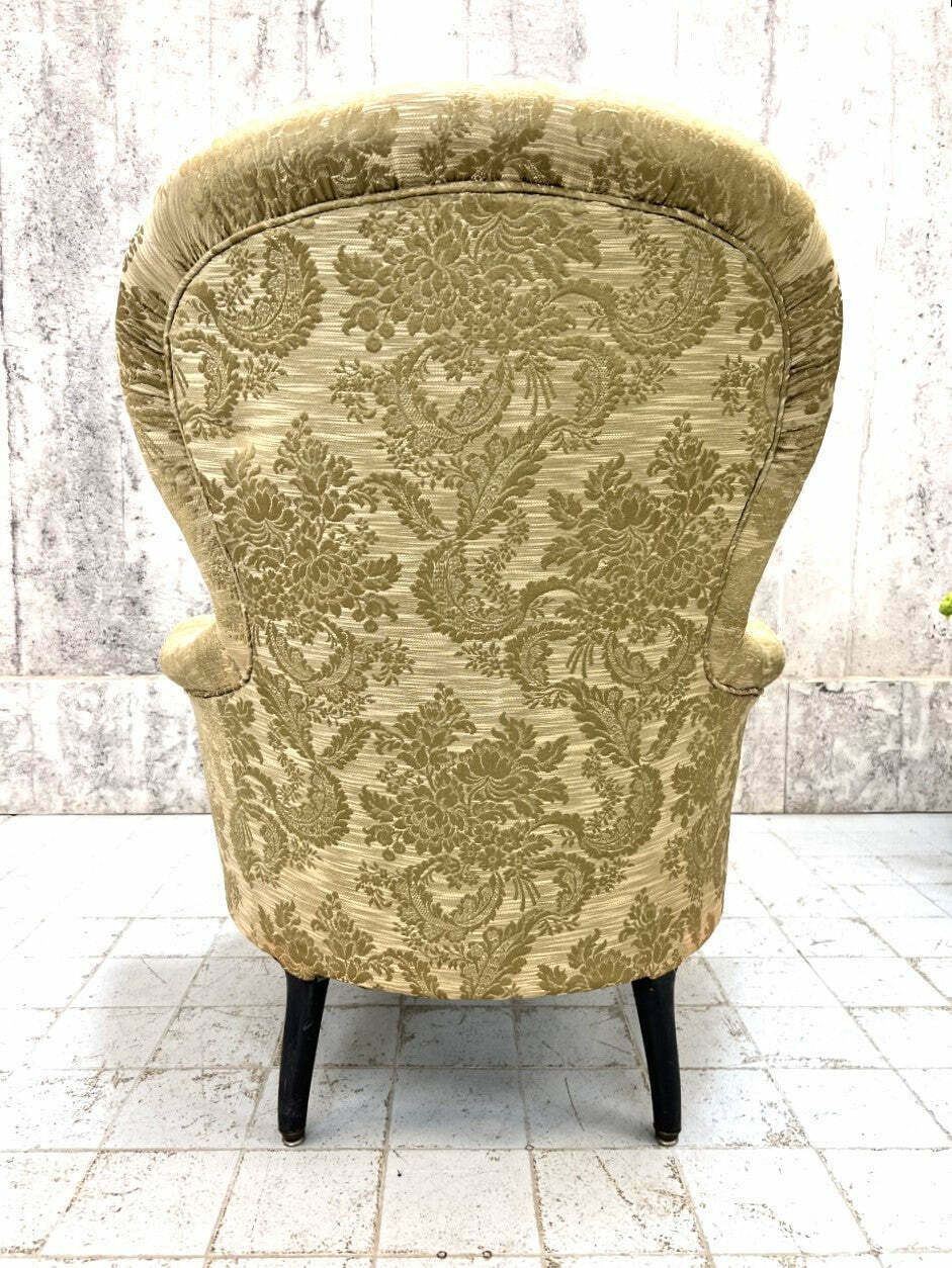 Napoleon III Jacquard Gold/Green Nursing Armchair photo vinterior