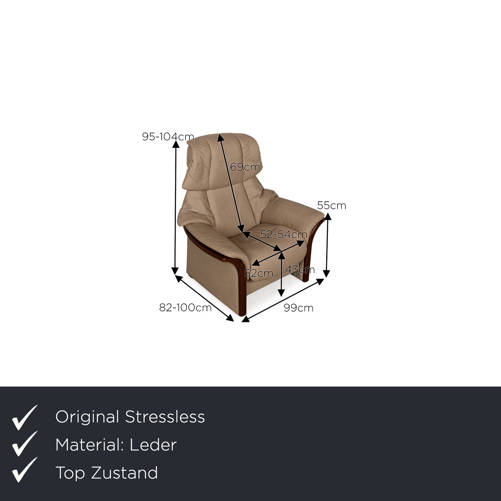Fauteuil Stressless Eldorado en cuir beige, fonction manuelle photo furniture