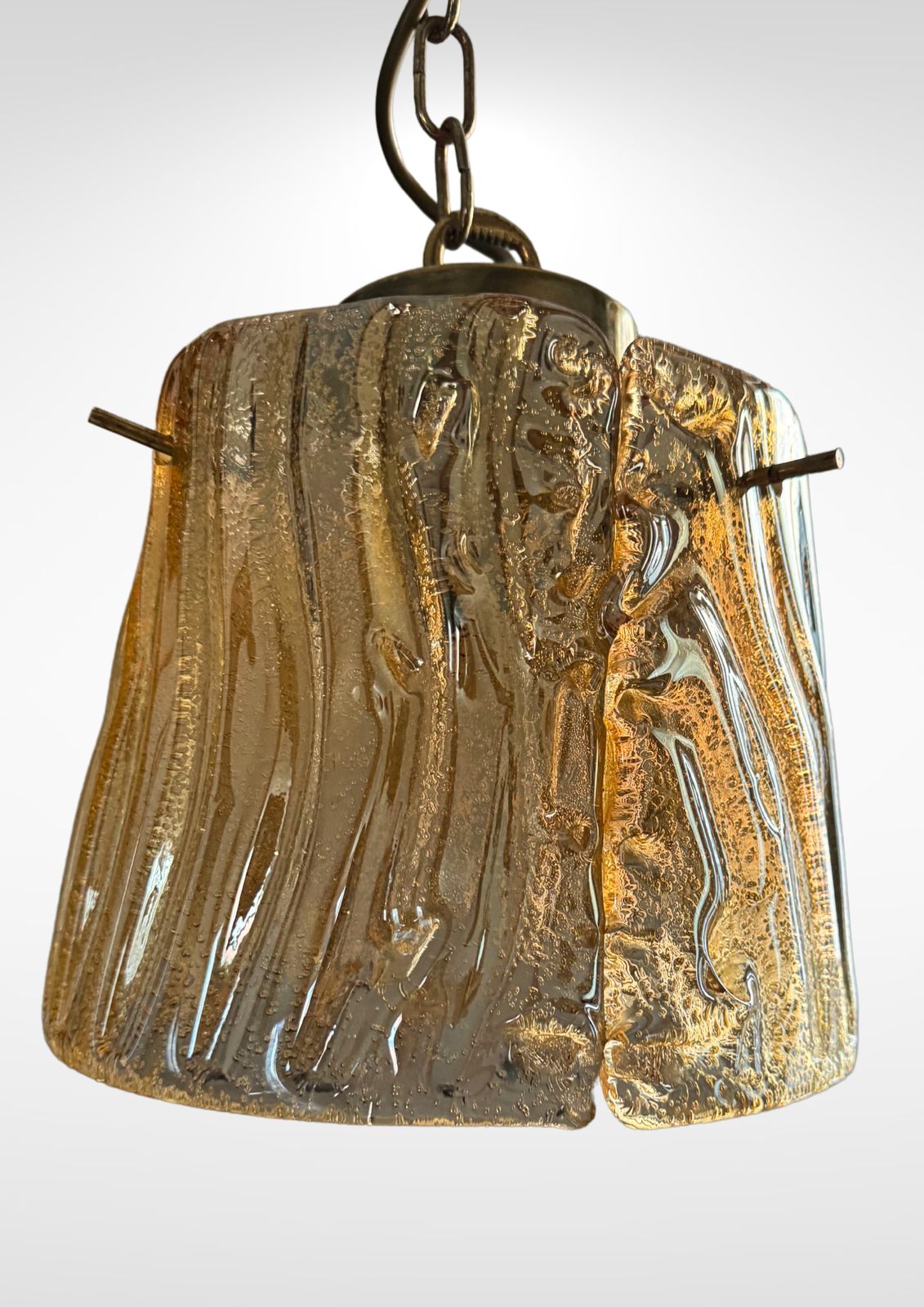 Mid Century Barovier Gold Glass Suspension Pendant Ceiling Lamp photo for sale