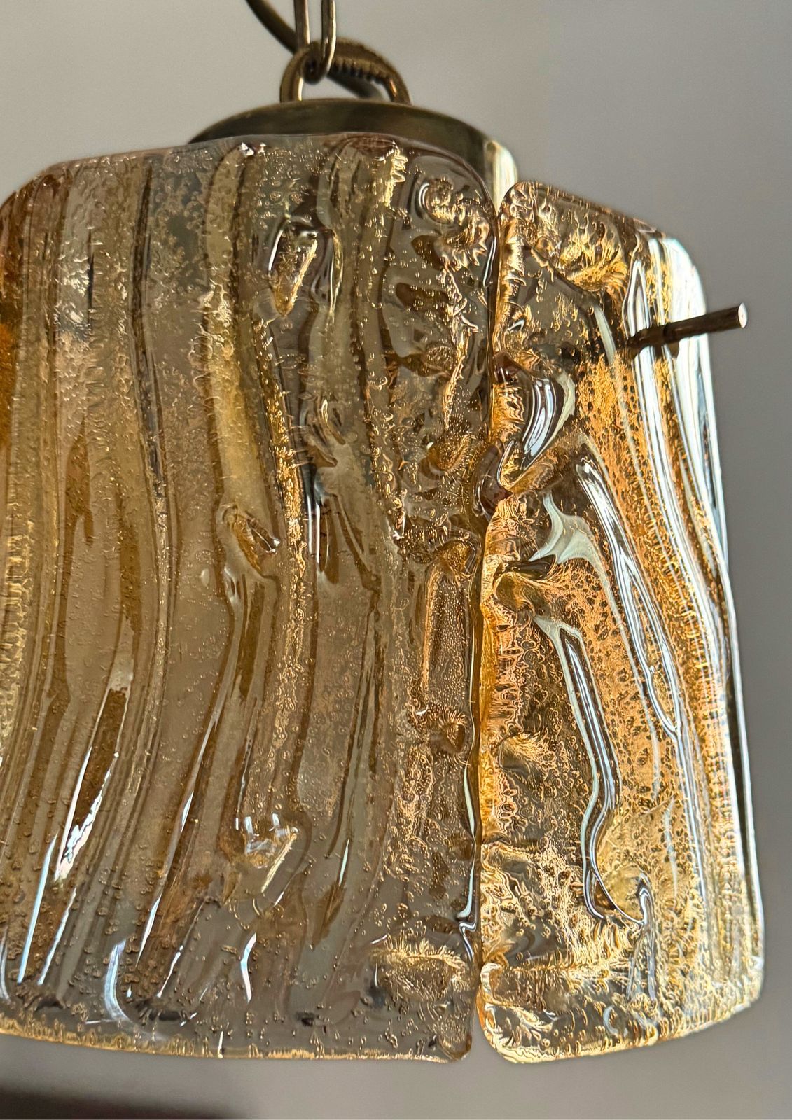 photo for sale Mid Century Barovier Gold Glass Suspension Pendant Ceiling Lamp