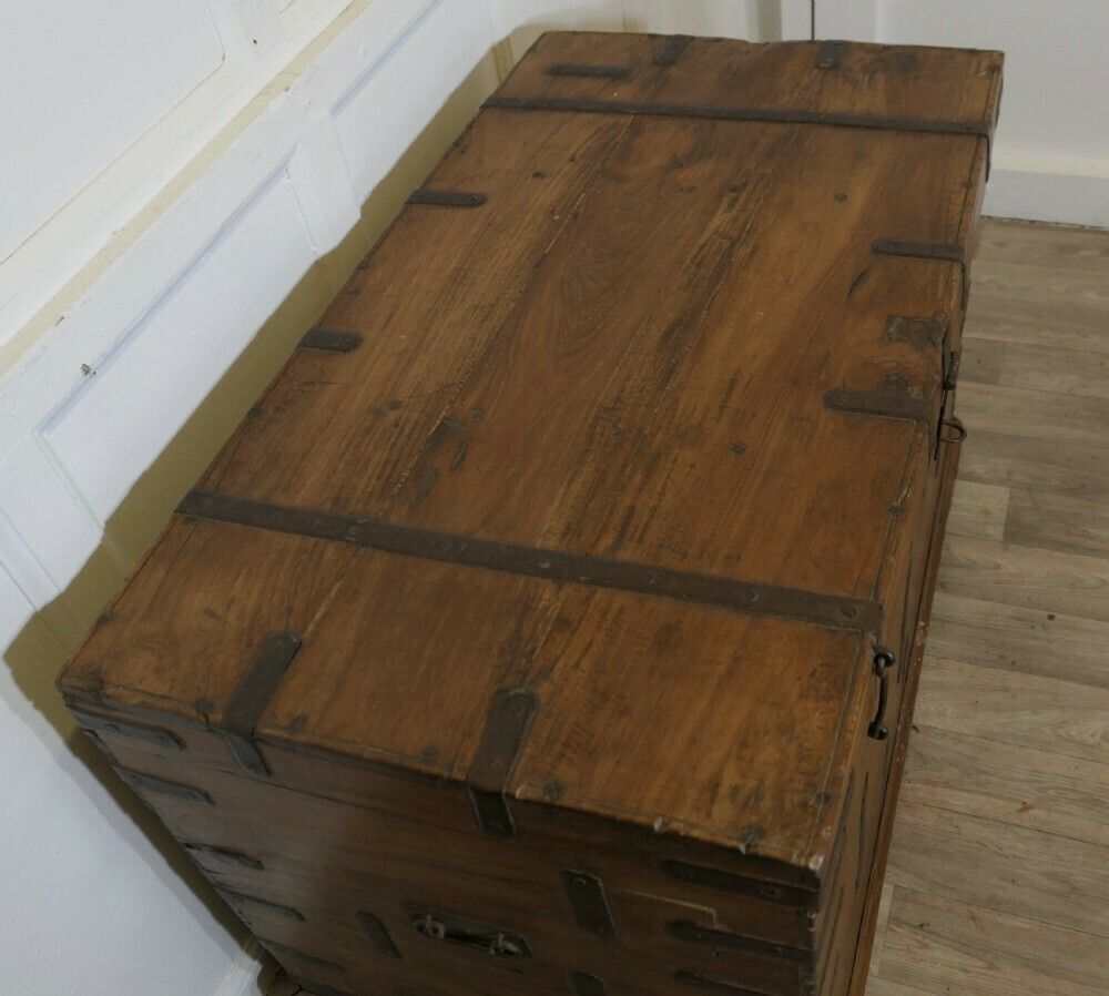 Large Fitted Iron Banded Merchants Chest photo Furniture