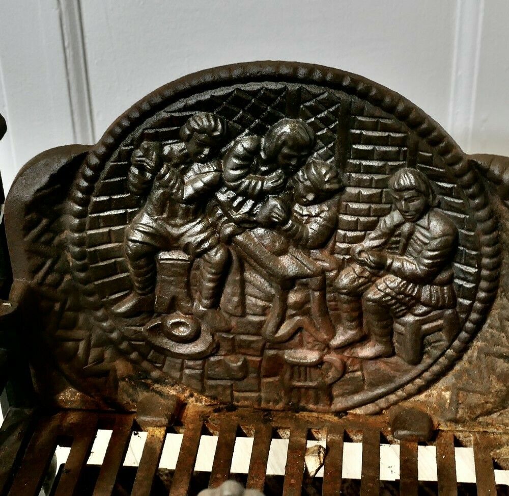 Gothic Style Free Standing Fire Basket With Decorative Back And Ash Pan photo for sale