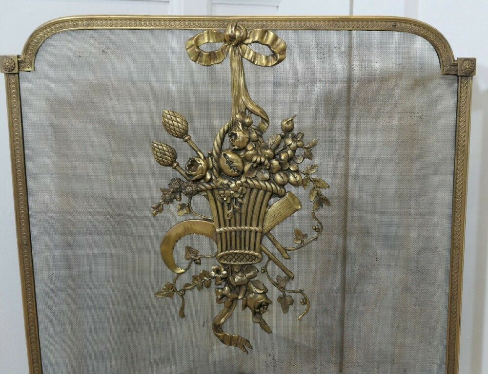 Free Standing French Brass Rococo Fire Guard, Spark Screen photo furniture