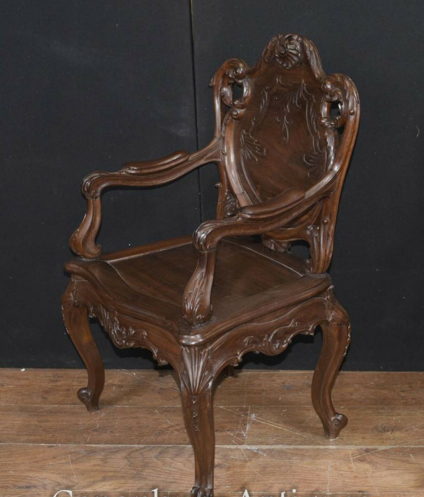 photo for sale Pair Art Nouveau French Hard Wood Arm Chairs