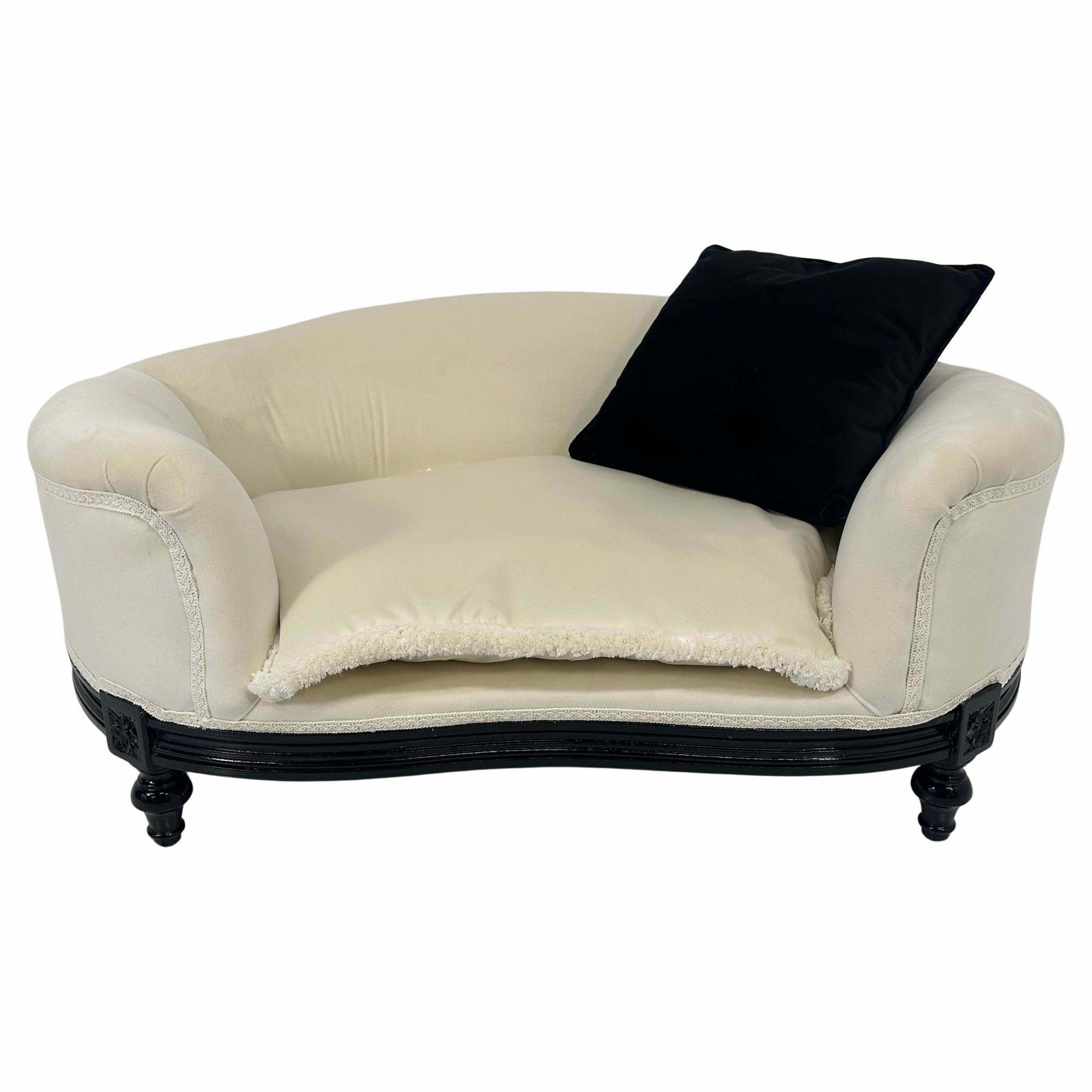 Louis XVI Style Dog Kennel, Black Lacquer And White Velvet