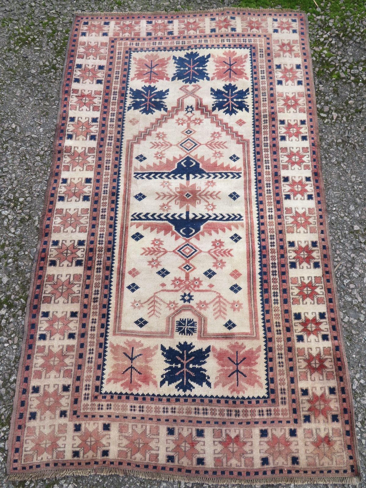Rare Ivory Ground Antique Turkish Manastir Prayer Rug. North West Anatolia. 175cm X 102cm.