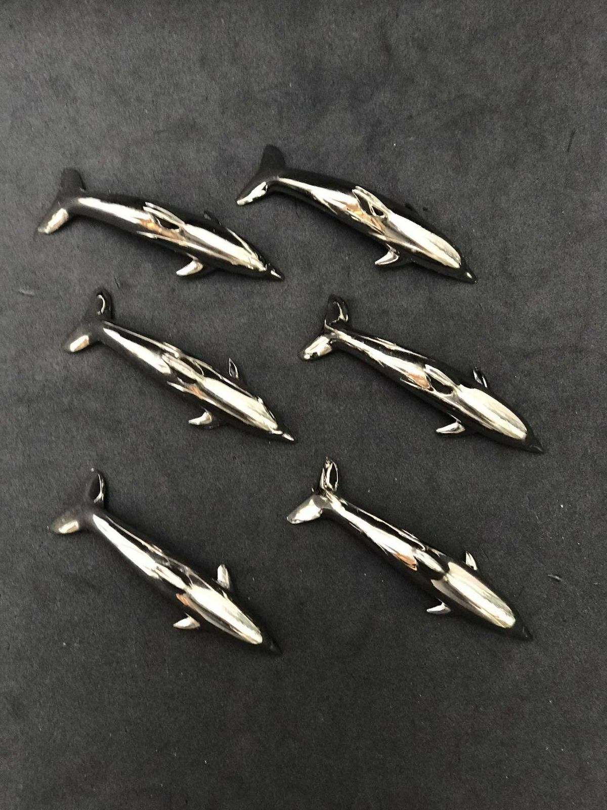 Dauphin Mark Seat Place Card Table French Vintage Name Card Name Card Slot Sea Decor Holder, Cutlery Rests, French 1960s Animal Lover Gift photo vinterior