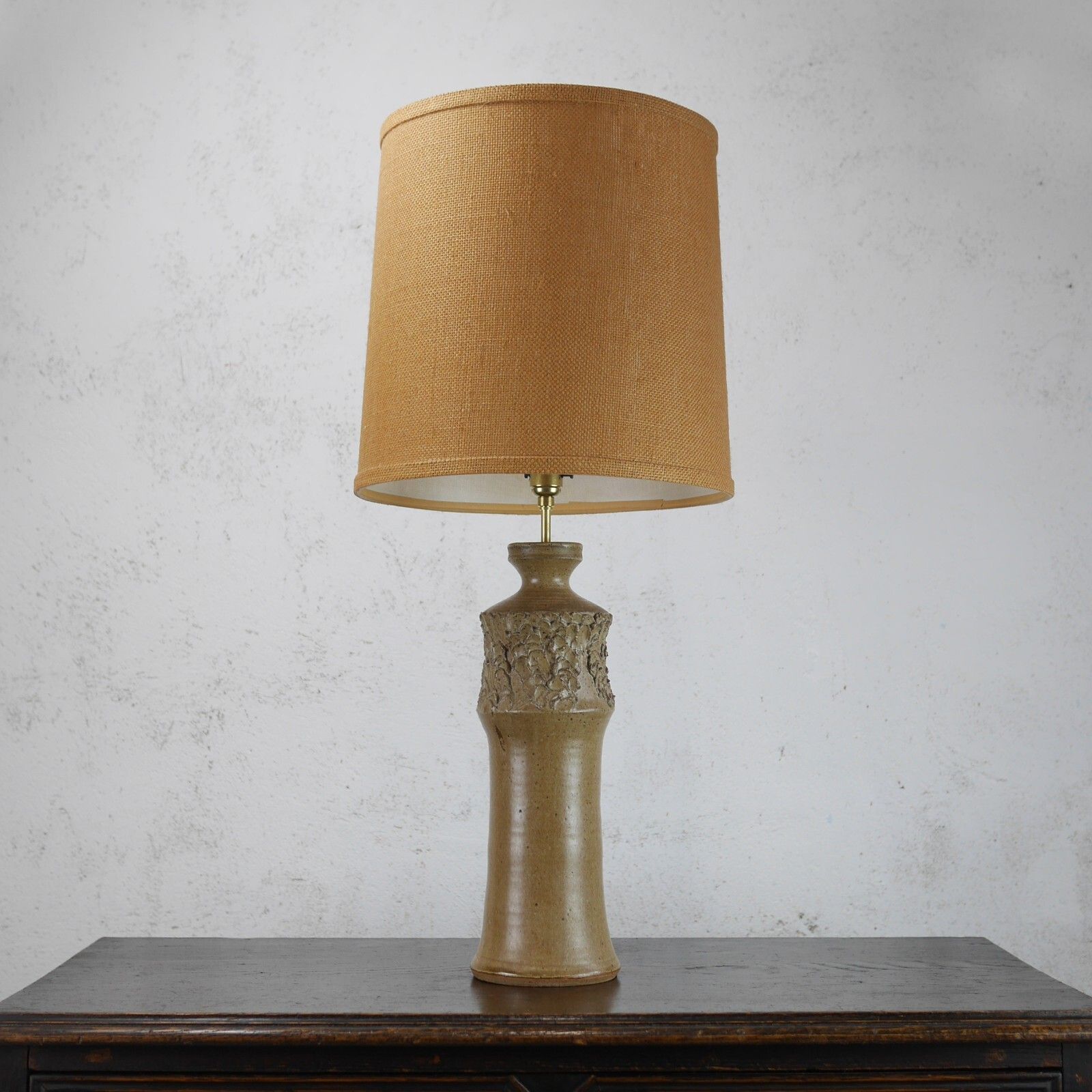 Vintage Mid Century Abstract Studio Pottery Lamp Hessin Shade #102647 photo furniture
