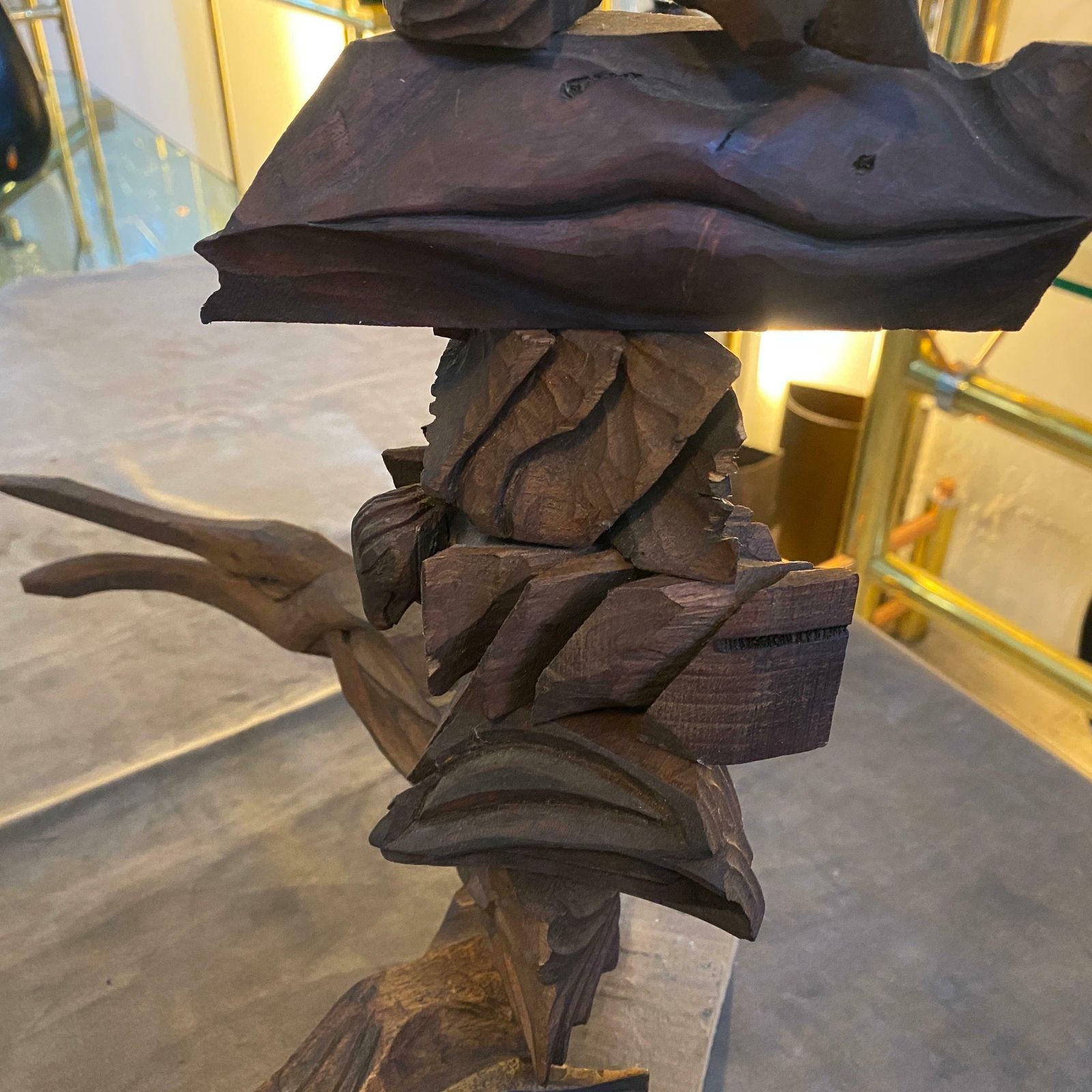 Art 2000s Organic Modern Movable Hand Carved Sicilian Wood Sculpture By Sciacca photo