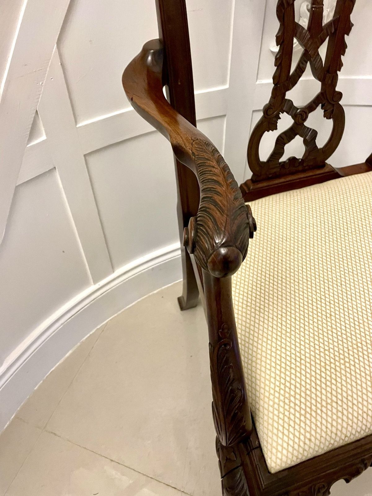 Outstanding Quality Antique 19th Century Carved Mahogany Office Chair photo 1785.0