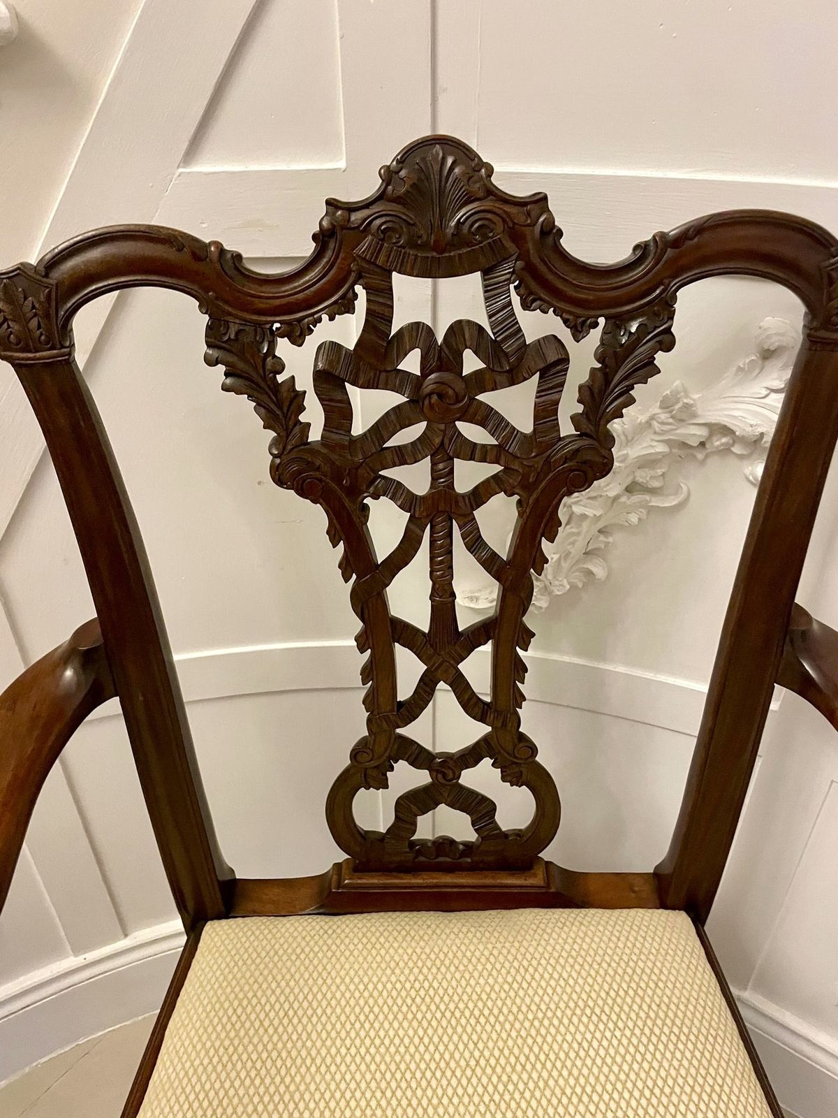 Furniture Outstanding Quality Antique 19th Century Carved Mahogany Office Chair photo