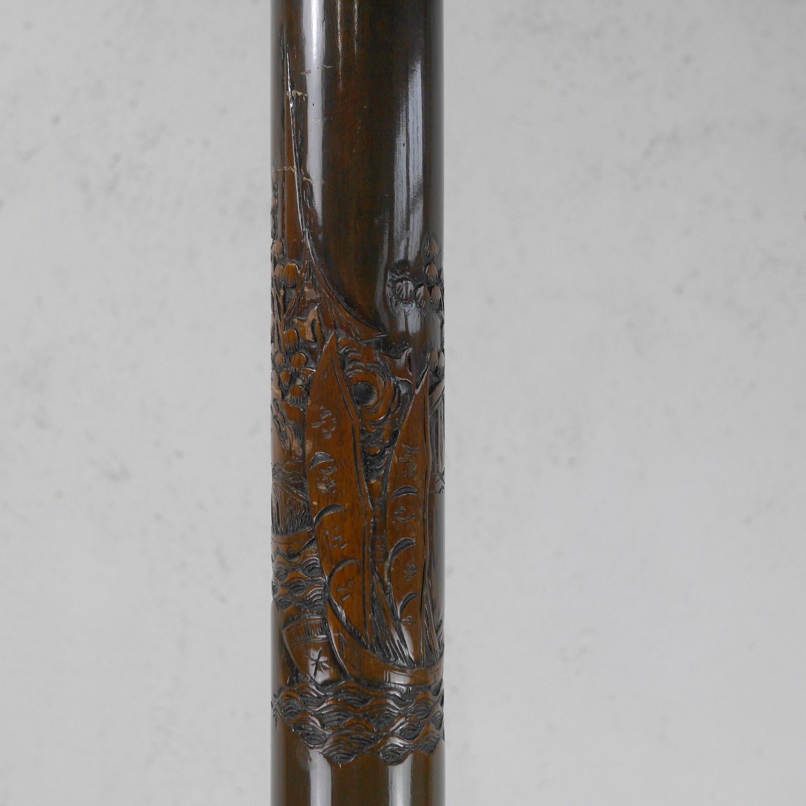 photo furniture Antique Early 20th Century Chinoiserie Carved Wood Standard Lamp #102681
