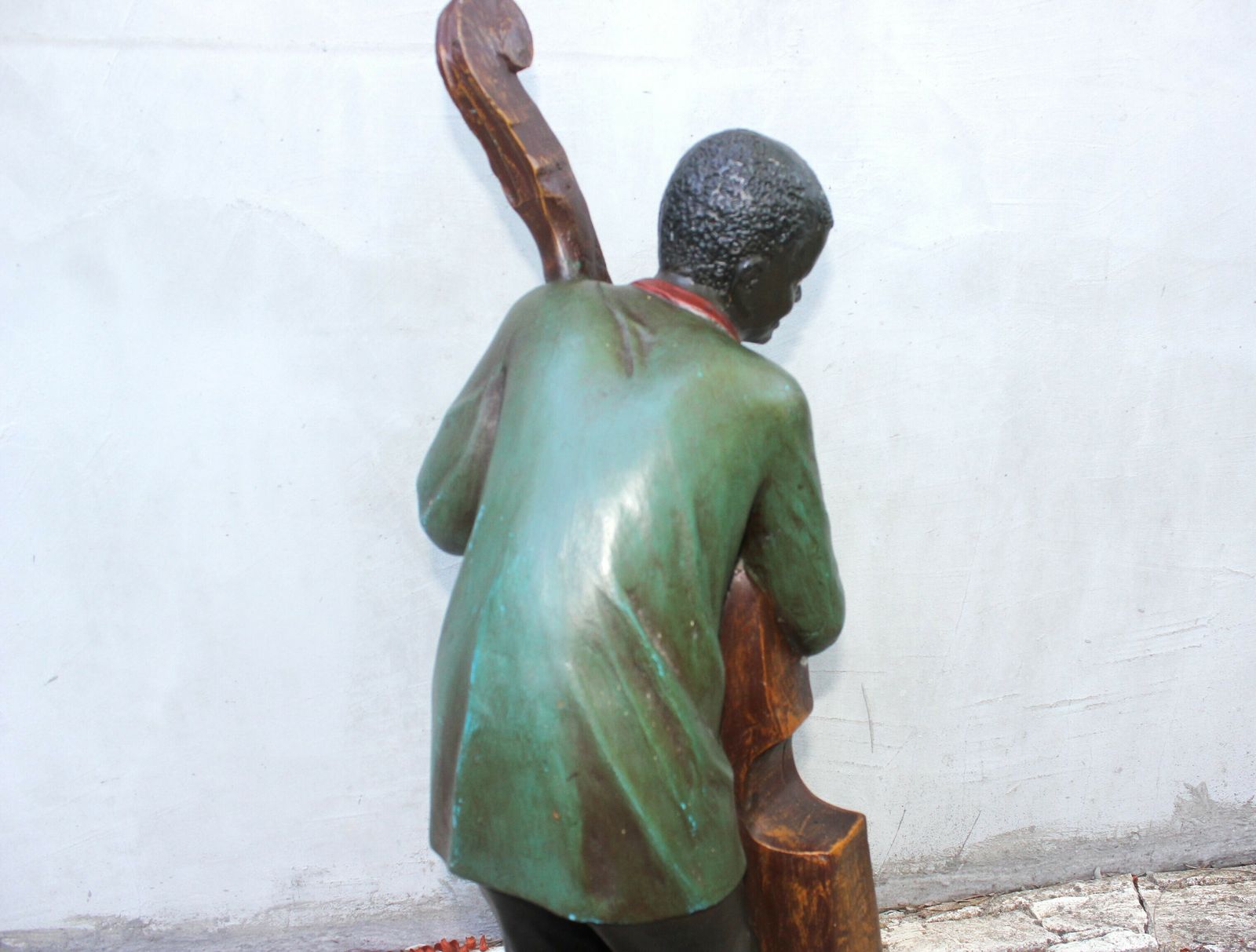 Vintage Rare New Orleans Jazz Musician Figurine 20s Double Bass Player Statue photo vinterior
