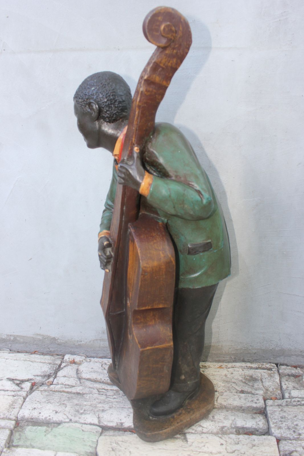 Vintage Rare New Orleans Jazz Musician Figurine 20s Double Bass Player Statue photo buy