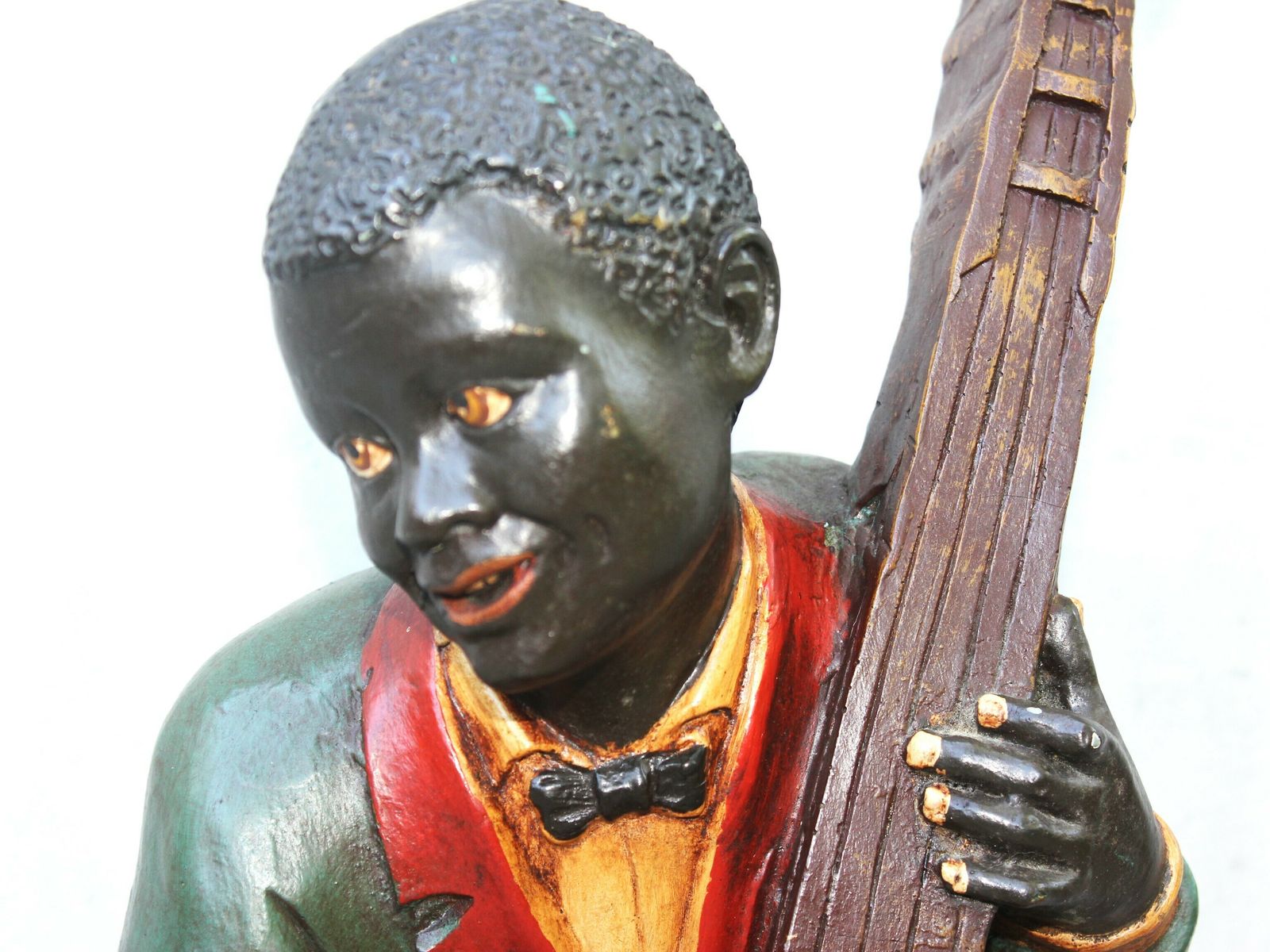 Art Vintage Rare New Orleans Jazz Musician Figurine 20s Double Bass Player Statue photo