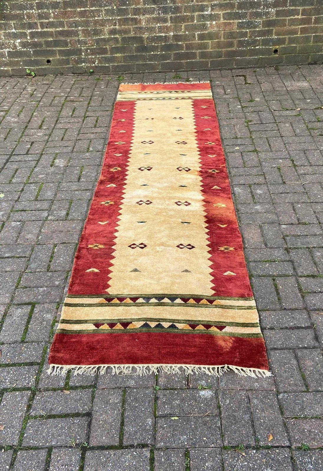 Vintage Runner Carpet Or Rug   295cm X 77cm   Wool Chenille Runner For Hallway Or Landing photo vintage