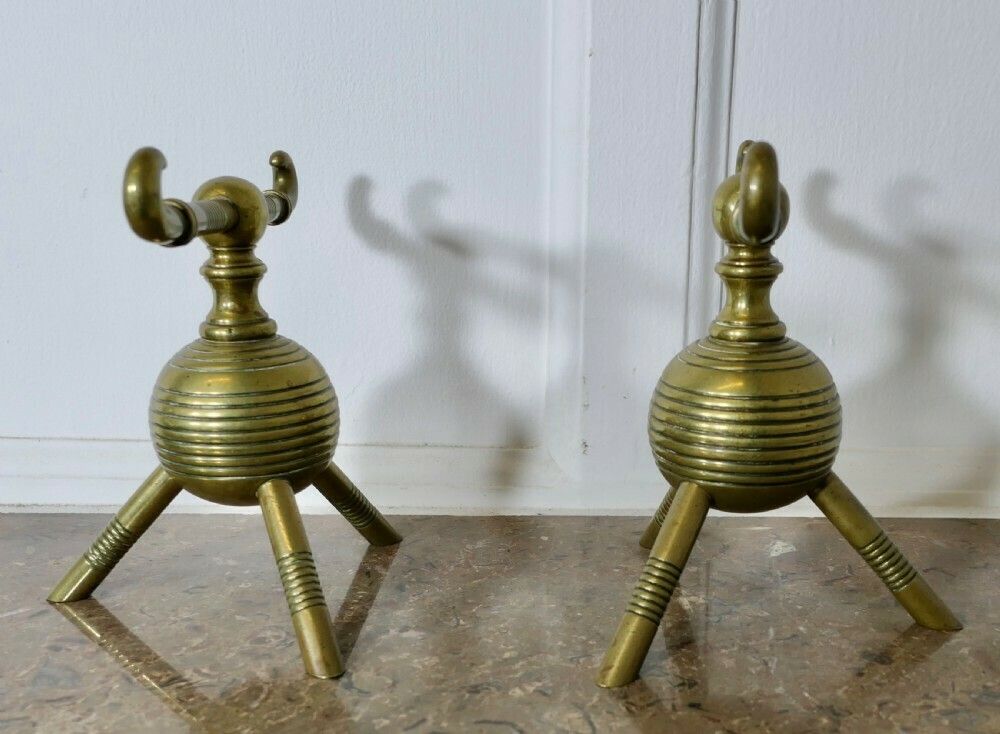 Brass Aesthetic Movement Christopher Dresser Fire Dogs
