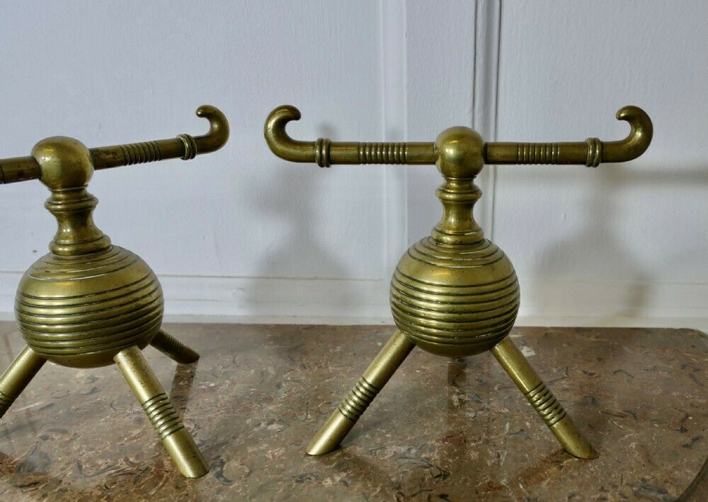 Brass Aesthetic Movement Christopher Dresser Fire Dogs photo vinterior