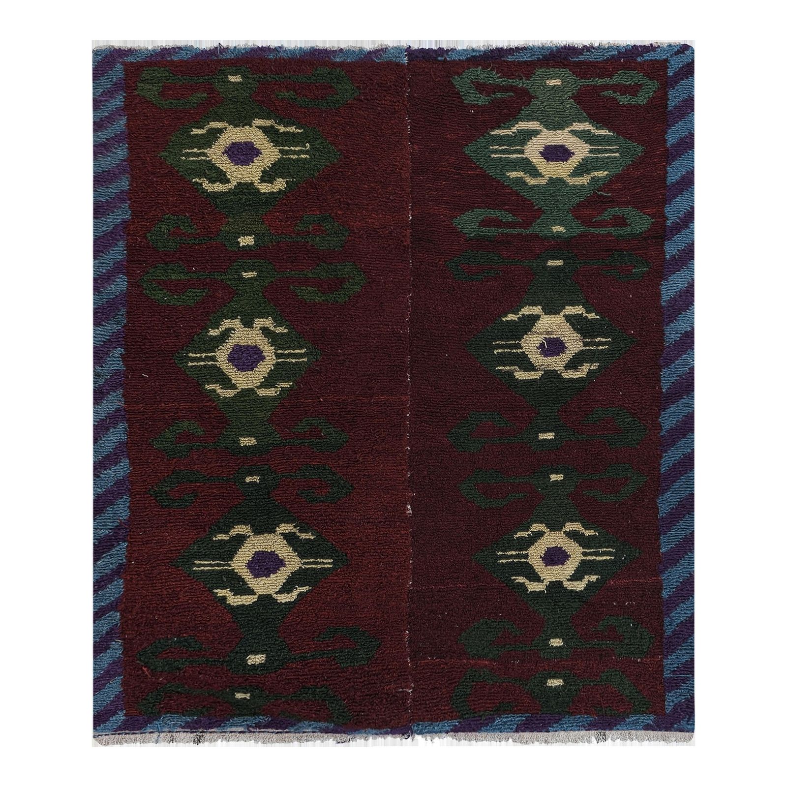 1960s Vintage Wool Turkish Tulu Rug 4'4'' X 5'