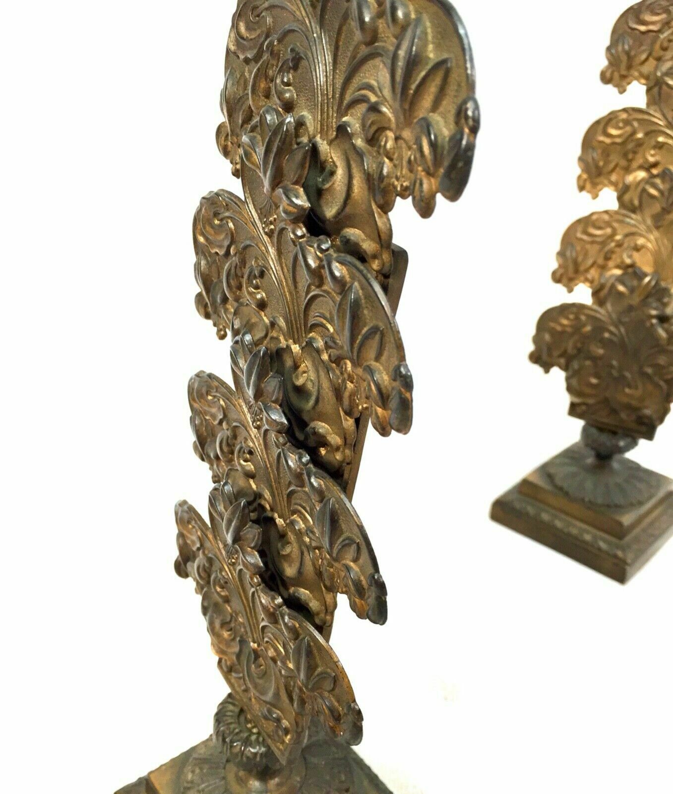 Antique Pair Of 19th Century Ornate Bronze Desktop Letter Holder Rack Stands photo 219.0