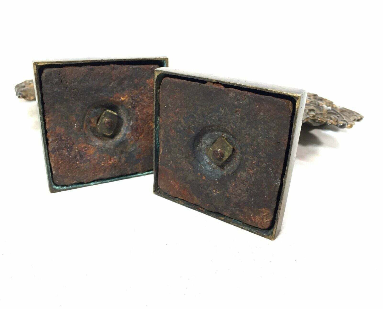 Antique Pair Of 19th Century Ornate Bronze Desktop Letter Holder Rack Stands photo buy