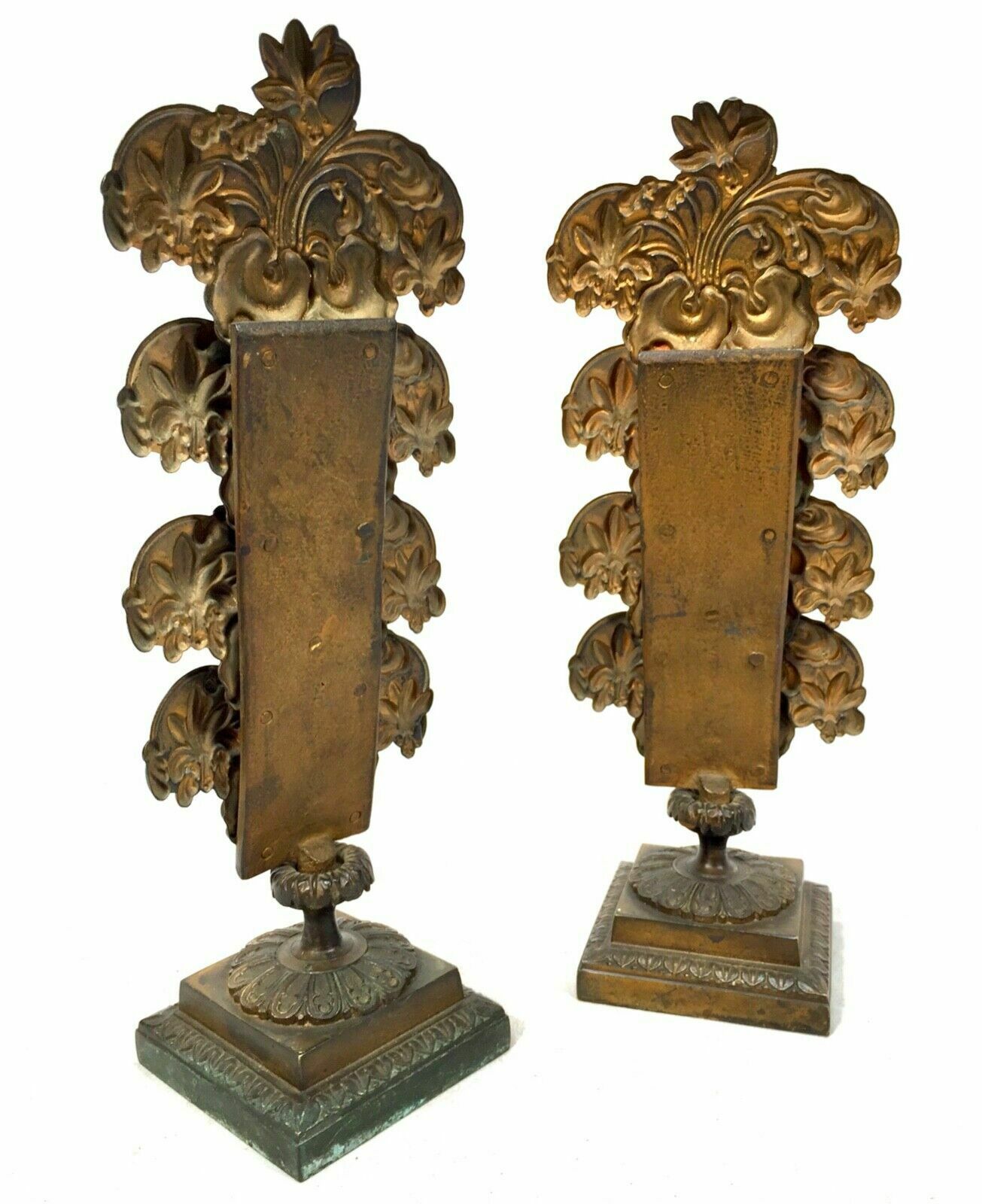 Antique Pair Of 19th Century Ornate Bronze Desktop Letter Holder Rack Stands photo vintage