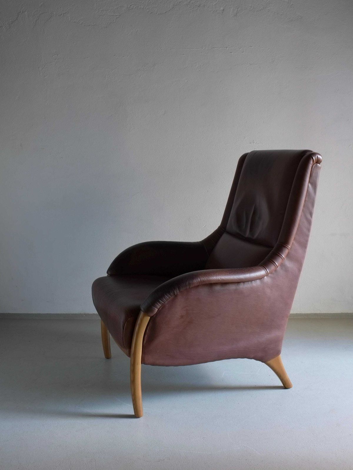 Brown Leather Lounge Chair | Netherlands | 1980s photo Furniture