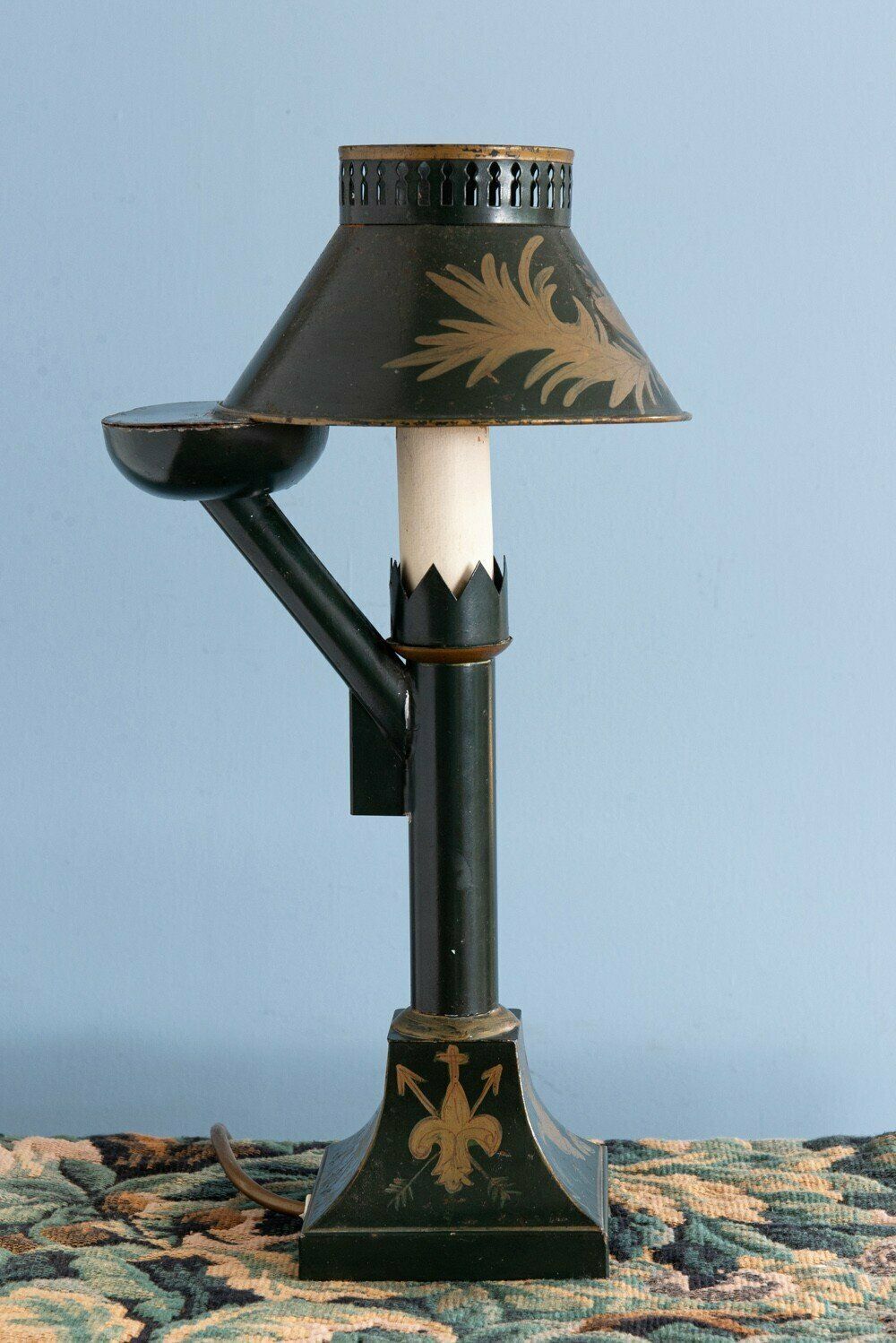 Pair Of French Tole Oil Lamps, Early 20th Century