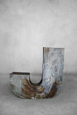 Large Vintage Polish Industrial Metal Letter J, 1950s