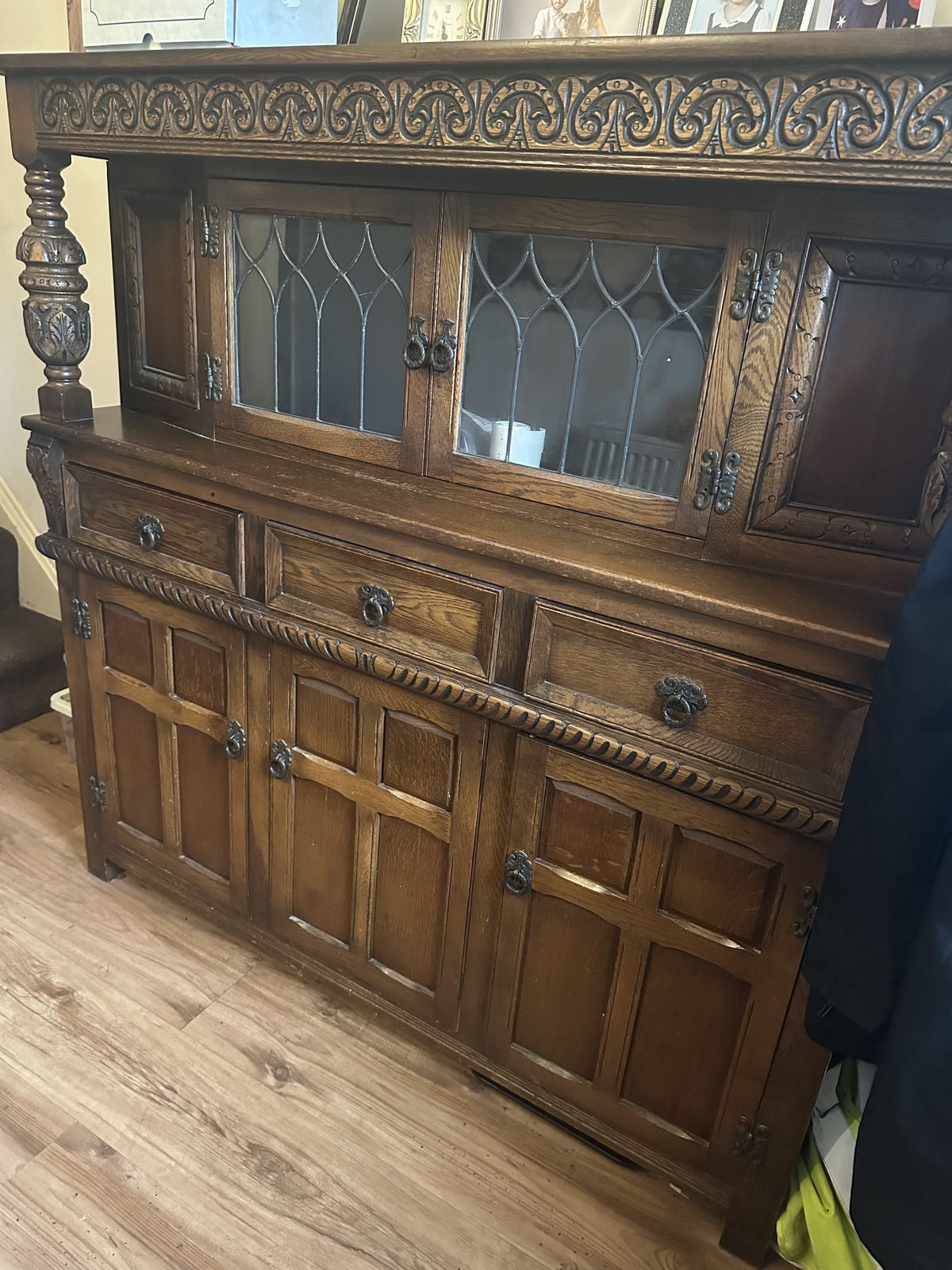 Old Charm Furniture Wood Bros Oak Cabinet photo for sale