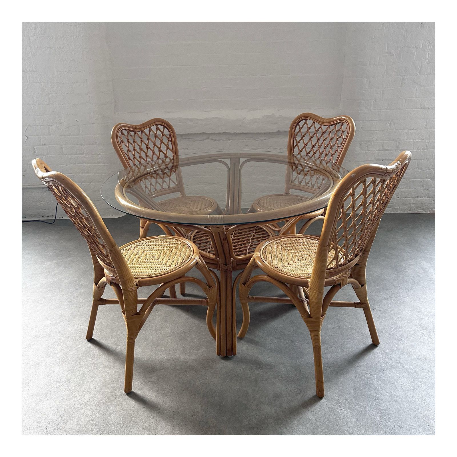 Vintage Bamboo Table & 4 Chairs