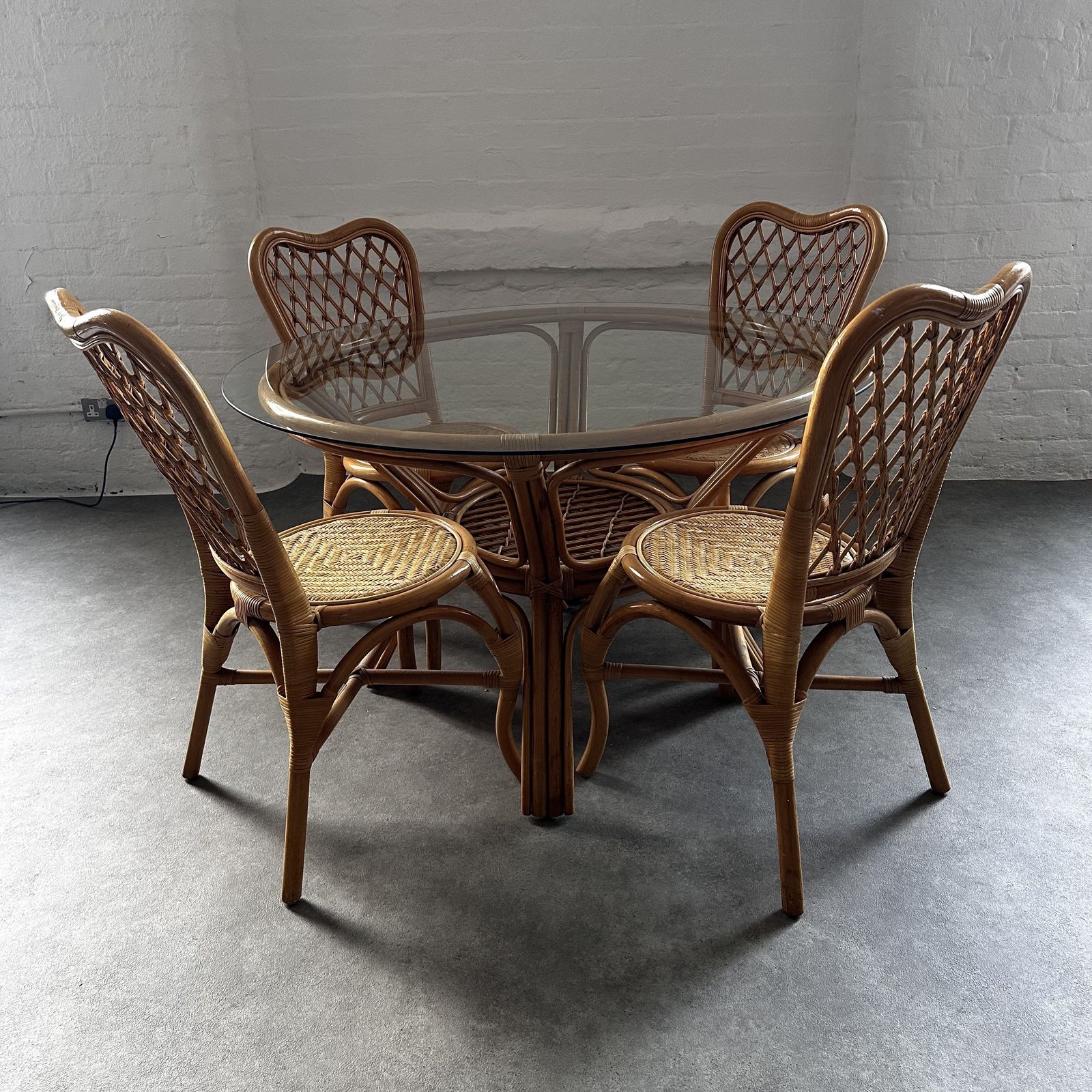 Vintage Bamboo Table & 4 Chairs photo vintage