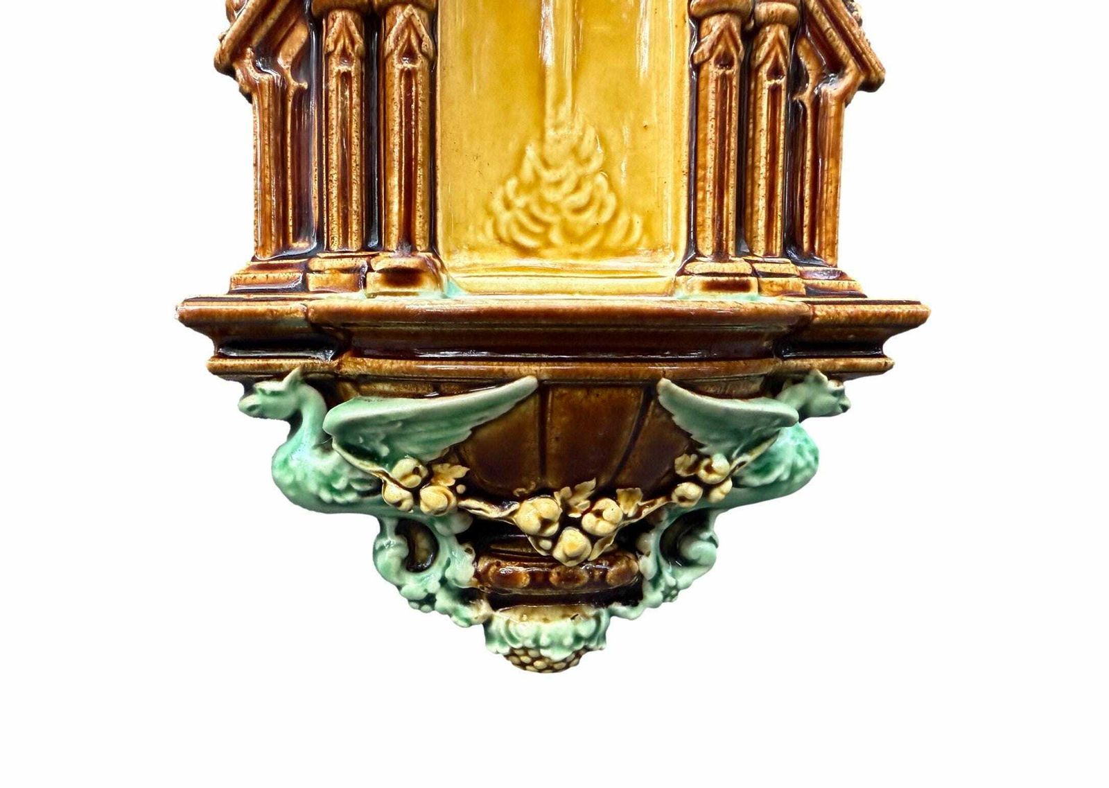Antique Majolica Holy Water Font Choisy Le Roi 19th Gift Religious Decor photo Home Decor