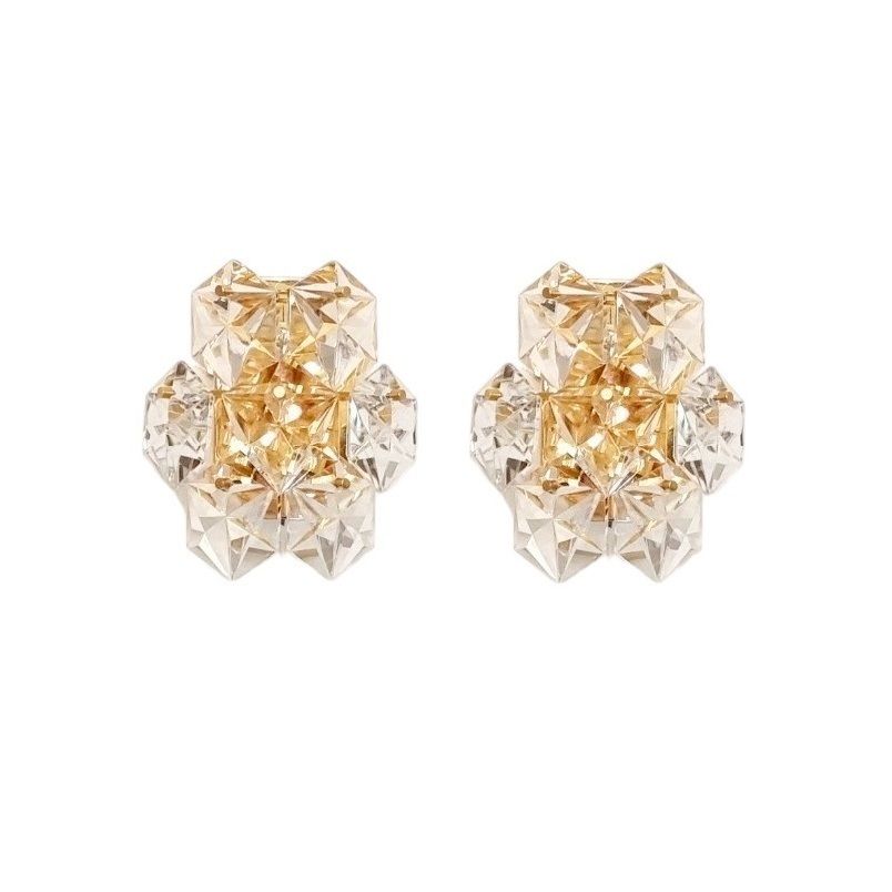 Pair Of Faceted Crystal Wall Lights From Kinkeldey, Germany, 1970s
