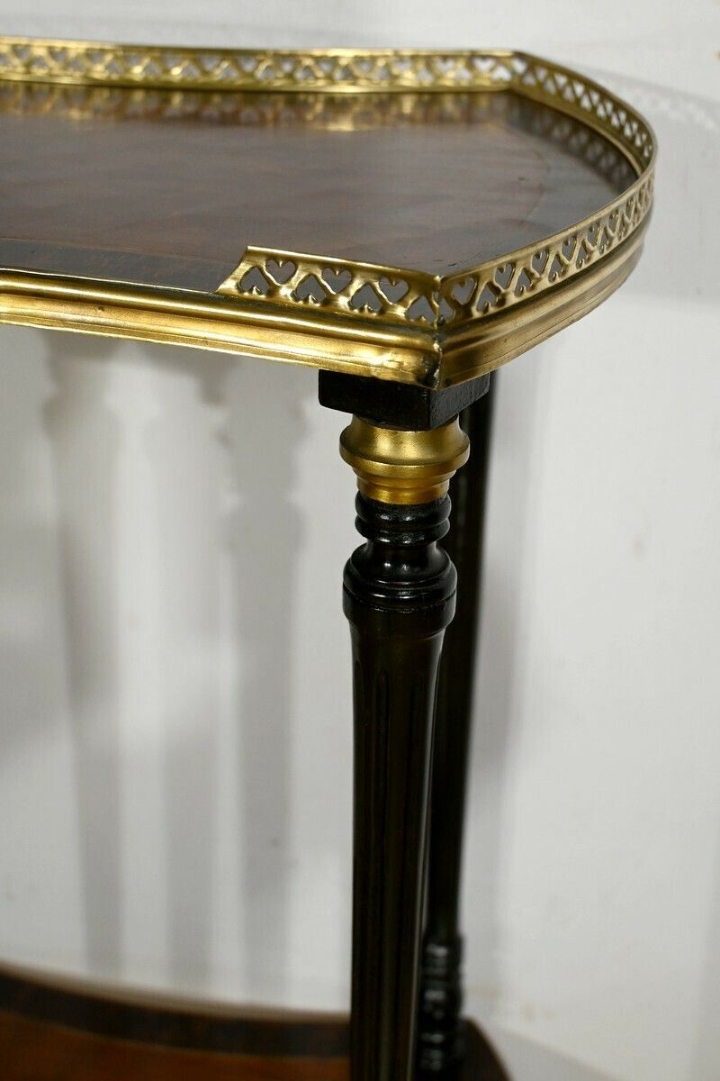 photo for sale Table Volante à Double Plateau En Acajou Et Poirier Noirci, Style Napoléon III – 1930