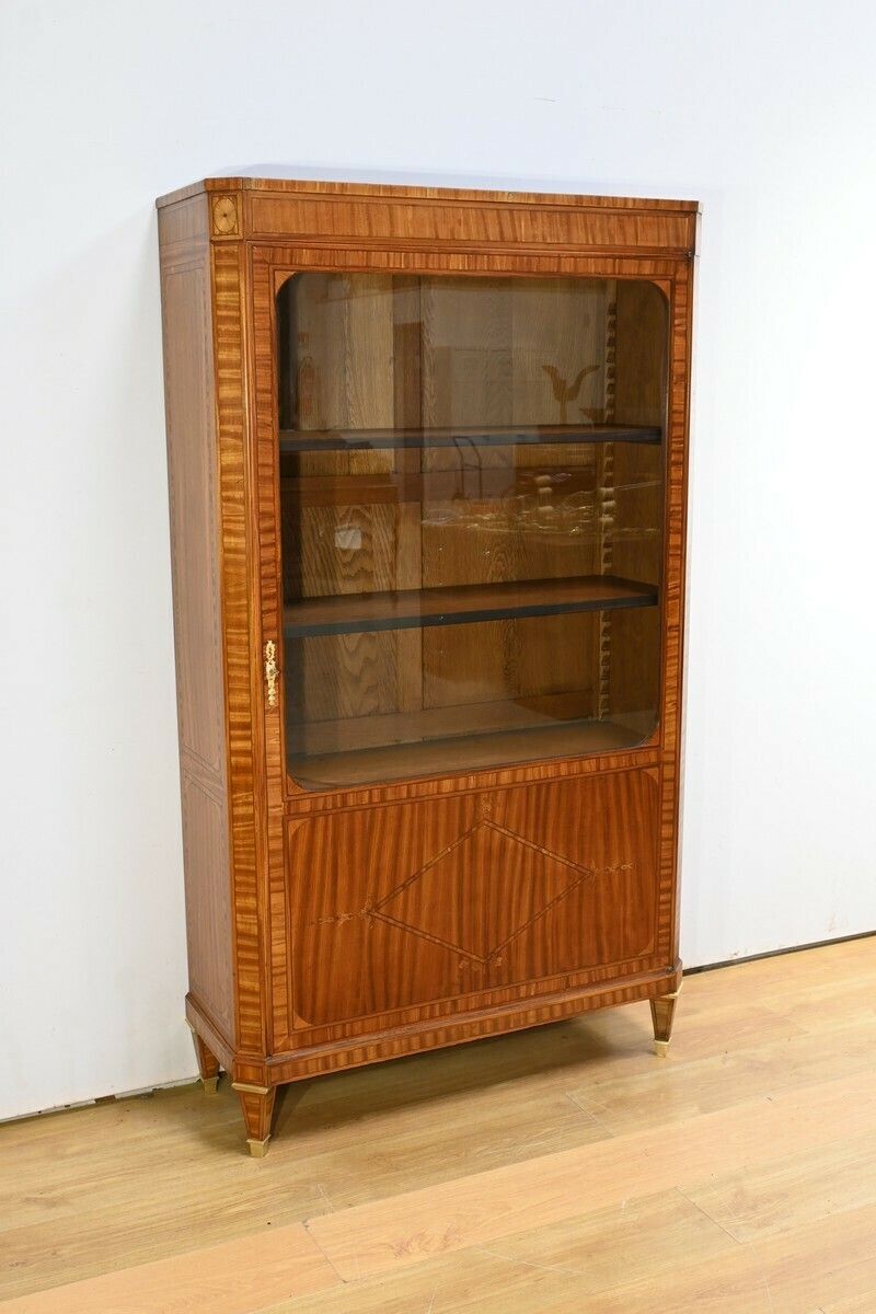 Flamed Mahogany Bookcase, Louis XVI Style – Mid 19th Century photo furniture