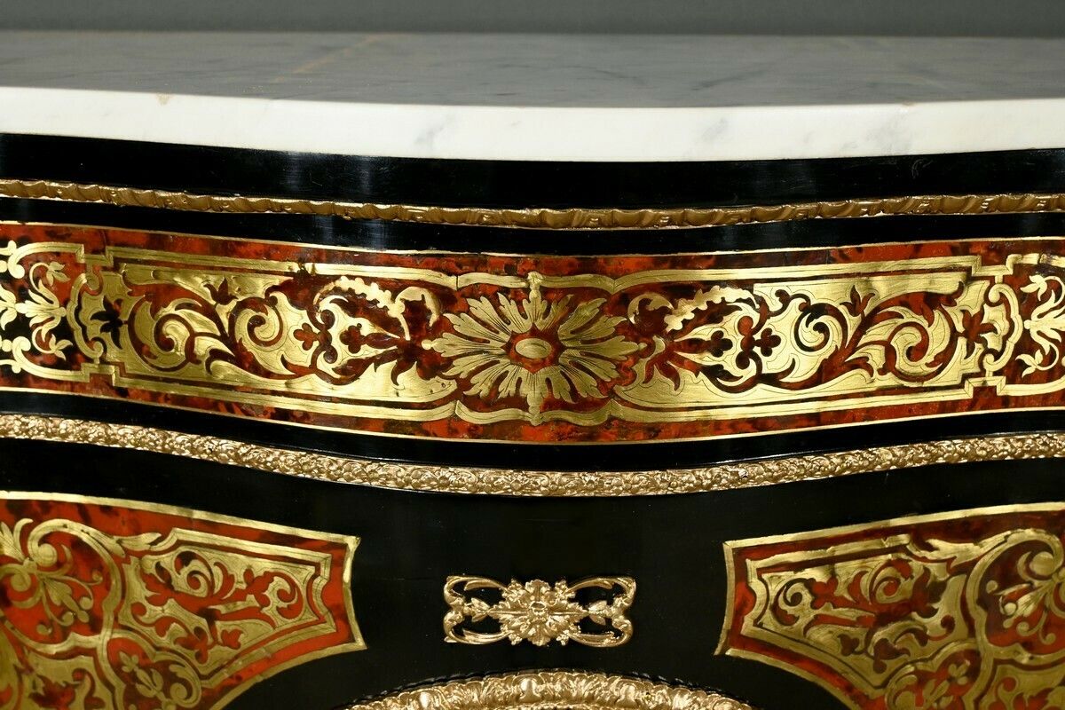 6853.0 Boulle Buffet In Blackened Pear Wood, Napoleon II Period – Mid 19th Century photo