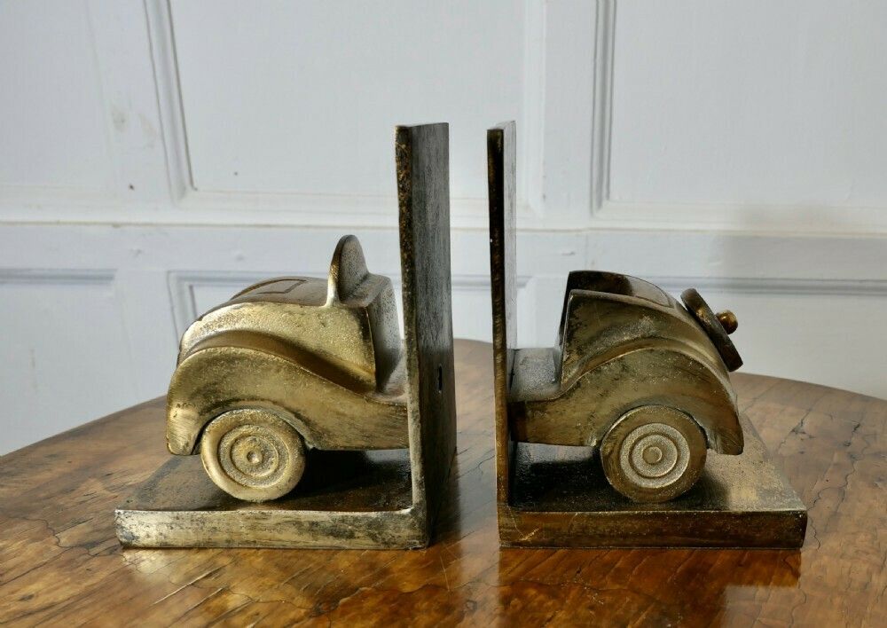 Vintage Model Car A Pair Of Brass Bookends photo vintage