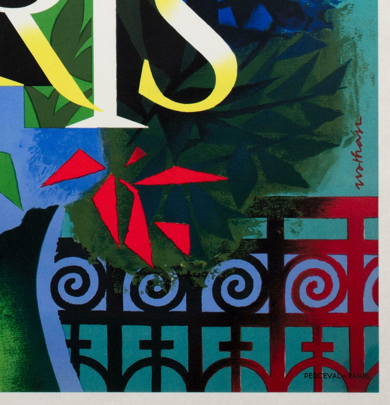 Air France Paris 1957 Travel Airline Advertising Poster, Jacques Nathan Garamond photo vintage