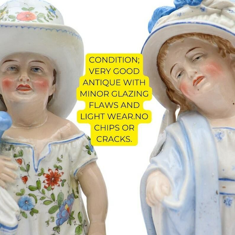 Antique German Pair Of Porcelain Humorous Mapa Papa Figures By Conta And Boehme C 1880's. photo for sale