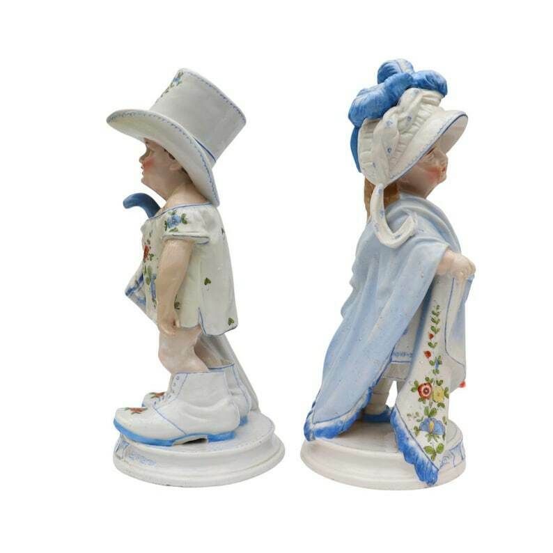 Antique German Pair Of Porcelain Humorous Mapa Papa Figures By Conta And Boehme C 1880's. photo vinterior