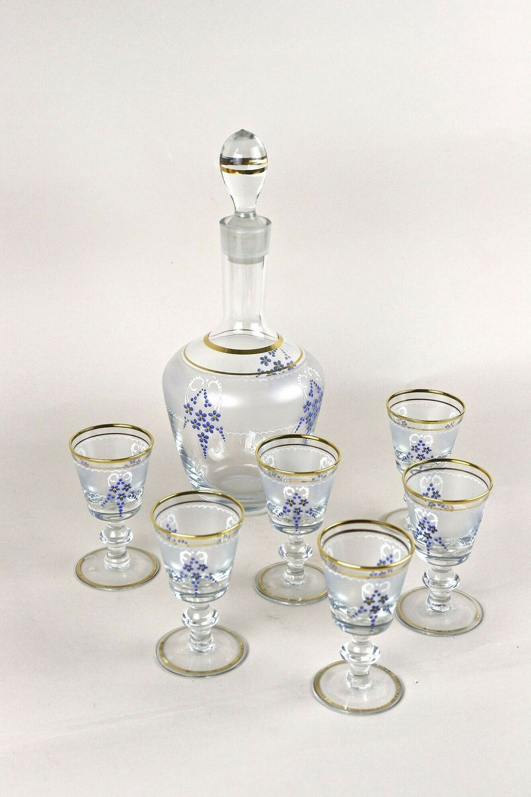 20th Century Glass Decanter Set With Enamel Paintings, Austria Ca. 1980s photo for sale