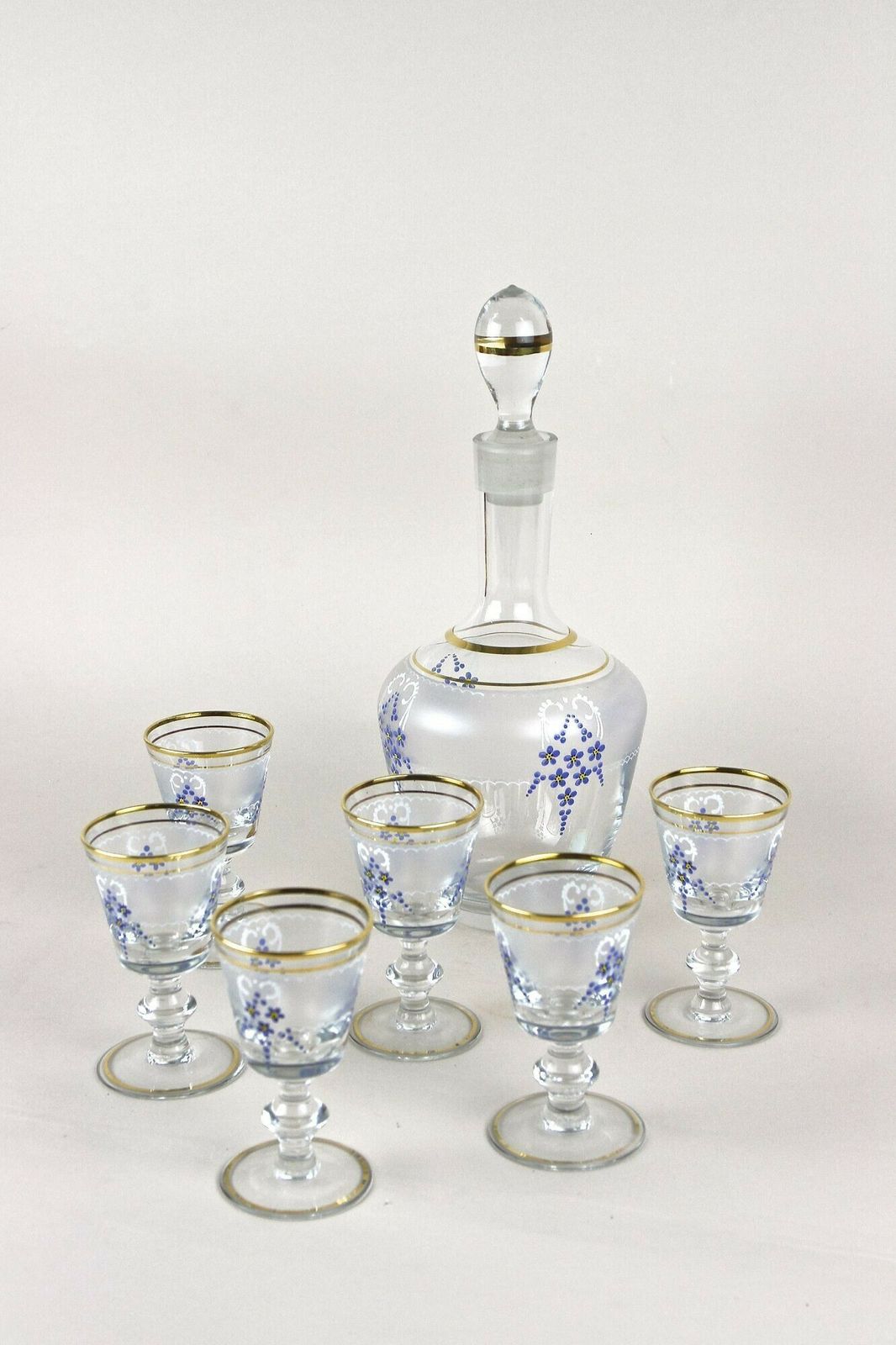 20th Century Glass Decanter Set With Enamel Paintings, Austria Ca. 1980s photo Home Decor