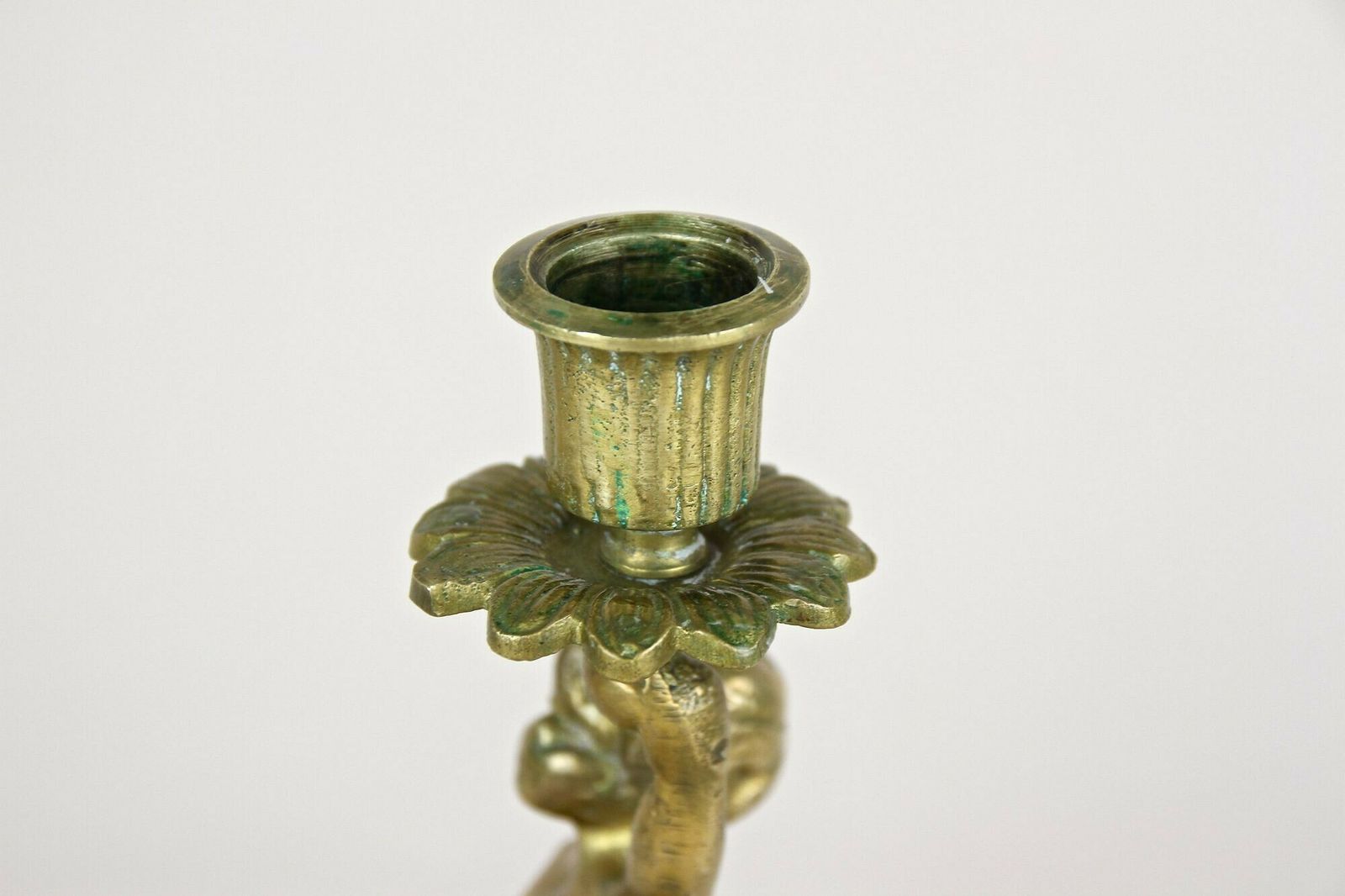 19th Century Sculptural Firegilt Baroque Revival Brass Candleholder, At Ca. 1880 photo vintage