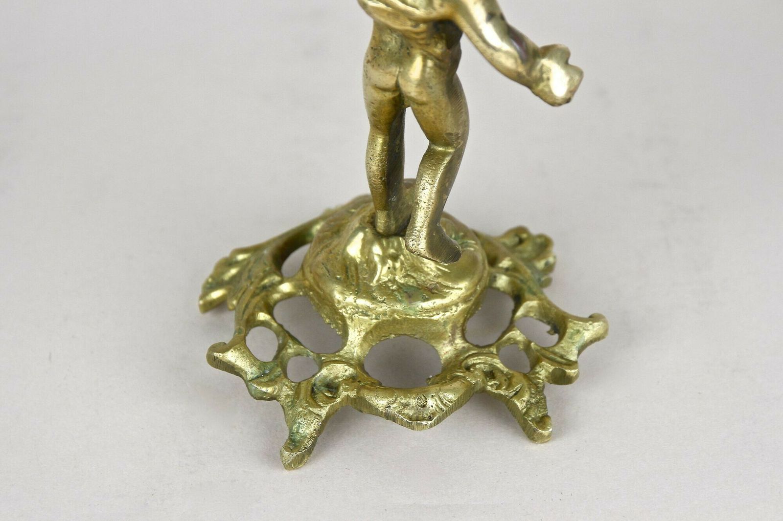 Home Decor 19th Century Sculptural Firegilt Baroque Revival Brass Candleholder, At Ca. 1880 photo