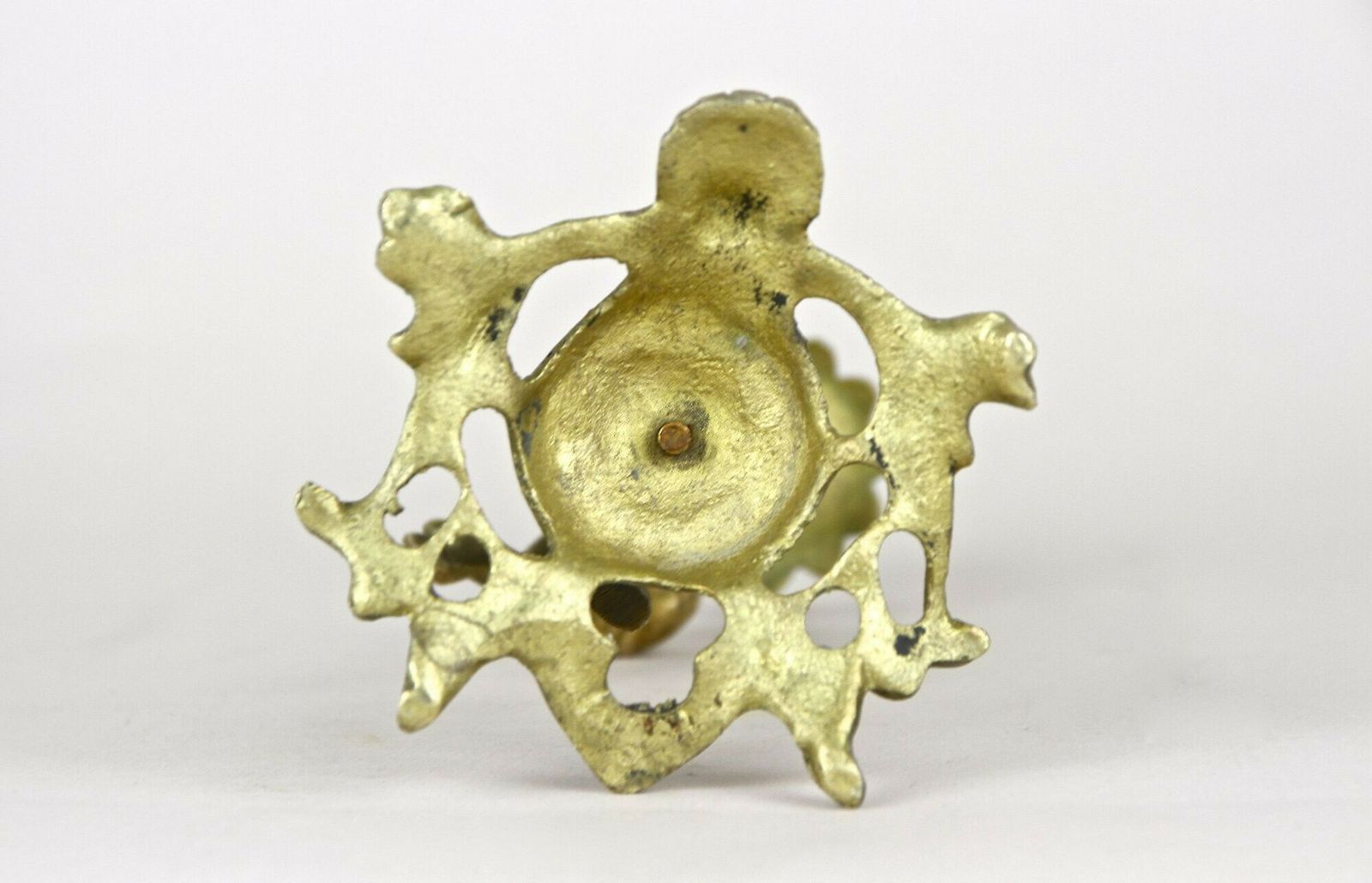 photo vintage 19th Century Sculptural Firegilt Baroque Revival Brass Candleholder, At Ca. 1880