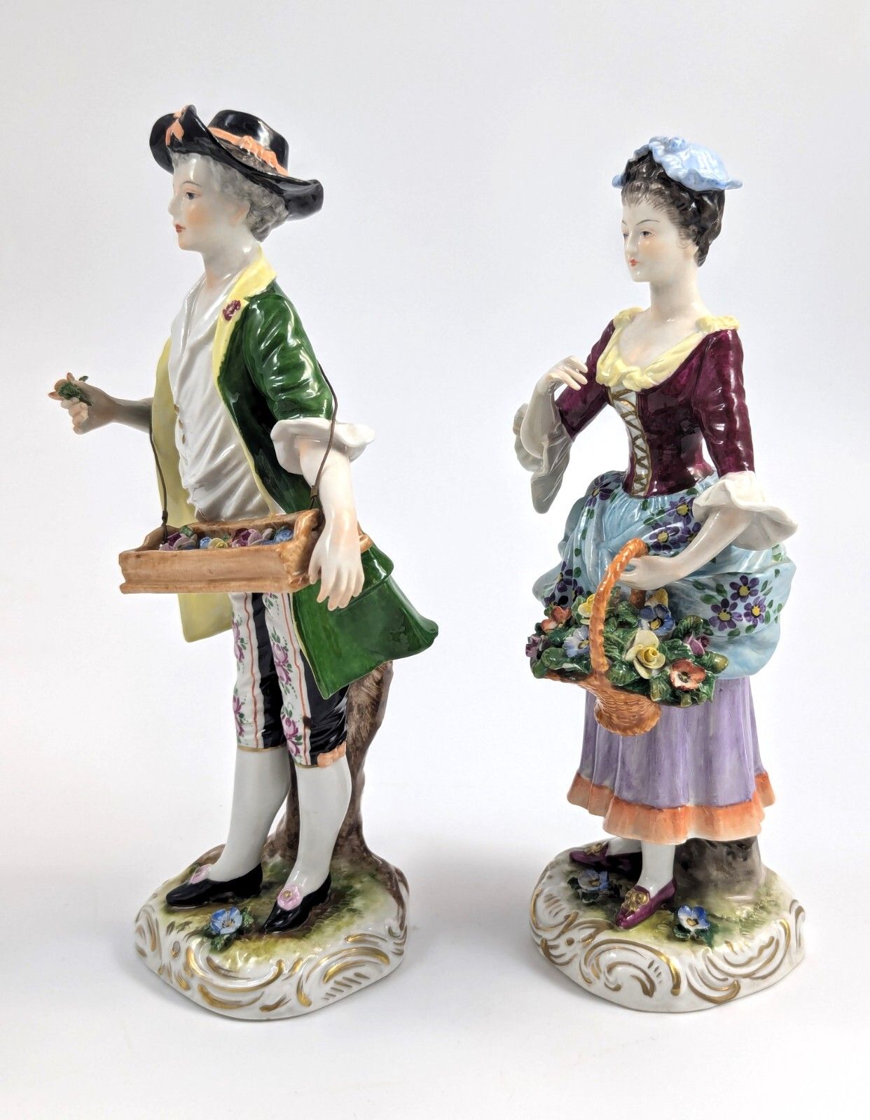 Porcelain Figurines Of Flower Sellers By Volkstedt, Germany photo furniture